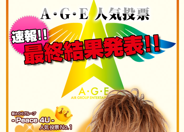 歌舞伎町のホストクラブ、AIR-GROUPのホスト、A･G･E人気ランキング発表